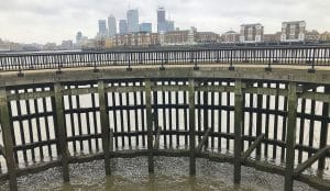 Walk along the Thames for views of Canary Wharf