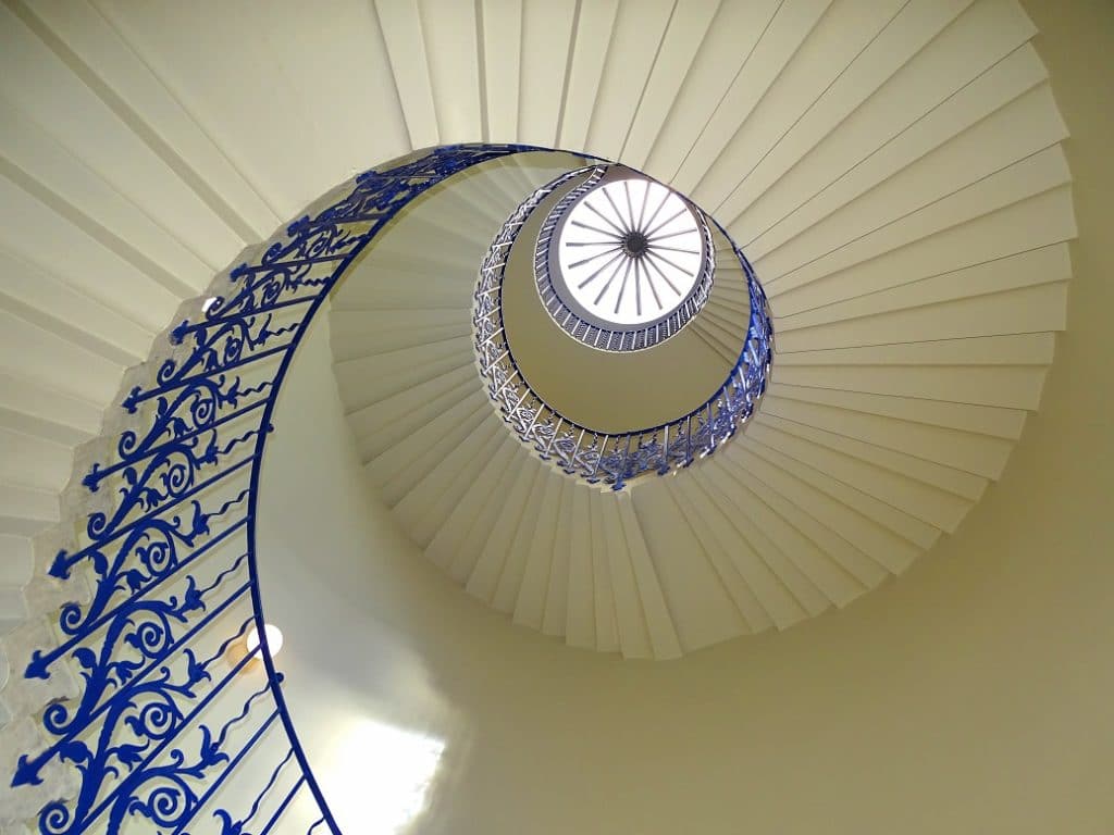 Iconic spiral staircase at the Queen's House in Greenwich
